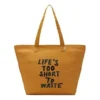 Bolso tote de lona «La vida es demasiado corta para desperdiciarla» de Renew «Marrón»