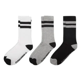 Calcetines clásicos de doble raya, tres pares «Blanco Gris Negro» Calcetines clásicos de doble raya, tres pares «Blanco Gris Negro»