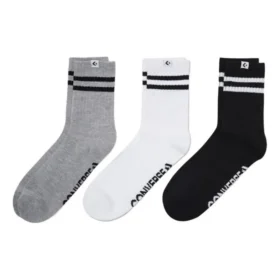 Calcetines cortos con rayas y logotipo, tres pares «Negro Gris Blanco» Calcetines cortos con rayas y logotipo, tres pares «Negro Gris Blanco»