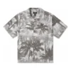 Camisa de botones Resort Palm Trees, tallas asiáticas «Black Palm»