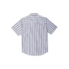 Camisa de manga corta a rayas con botones – Tallas asiáticas «Azul»