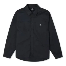 Camisa de manga larga con botones y bolsillos de carpintero, tallas asiáticas «Negro»