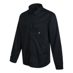 Camisa de manga larga con botones y tejido de sarga Tallas asiáticas «Negro»