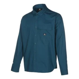 Camisa de manga larga con botones y tejido de sarga, tallas asiáticas «Verde»