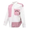 Camisa de manga larga con estampado de flores, logo pequeño y bloques de color, en blanco y rosa
