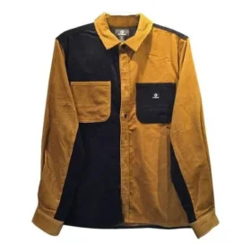 Camisa de pana con bloques de color, tallas asiáticas «Marrón Negro»