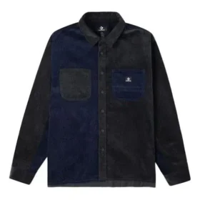 Camisa de pana con bloques de color Tallas asiáticas «Navy Black»