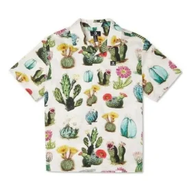 Camisa de resort con estampado vegetal, tallas asiáticas «Desert Sand Cactus Multi»
