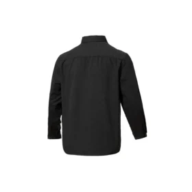 Camisa de sarga de manga larga con botones – Tallas asiáticas «Negro»