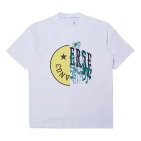 Camiseta blanca de manga corta transpirable con estampado de cara sonriente de Converse para hombre