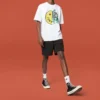 Camiseta blanca de manga corta transpirable con estampado de cara sonriente de Converse para hombre