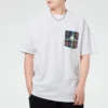 Camiseta casual de manga corta con bolsillo para hombre, color blanco