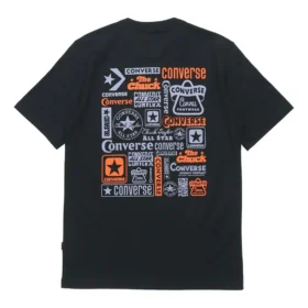 Camiseta casual de manga corta con estampado del logotipo de Converse para hombre, color negro