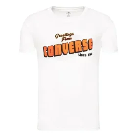 Camiseta casual de manga corta Converse para hombre con estampado de letras sueltas, color blanco