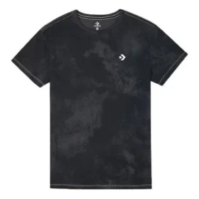 Camiseta casual retro lavada de manga corta, negra