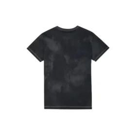 Camiseta casual retro lavada de manga corta, negra