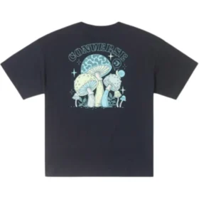 Camiseta con estampado de setas Tallas asiáticas «Negro verde azulado»
