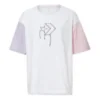 Camiseta con logo estampado, tallas asiáticas «Blanco Rosa»