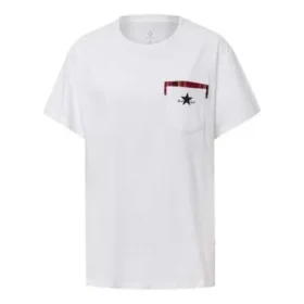 Camiseta de cuello redondo con bolsillo y manga corta, color blanco