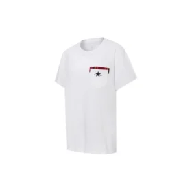 Camiseta de cuello redondo con bolsillo y manga corta, color blanco