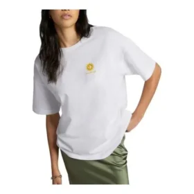 Camiseta de cuello redondo con estampado floral oversize, tallas asiáticas «Blanco»