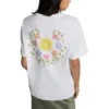 Camiseta de cuello redondo con estampado floral oversize, tallas asiáticas «Blanco»