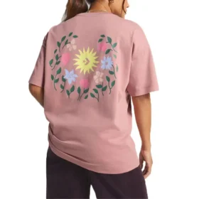 Camiseta de cuello redondo con estampado floral, tallas asiáticas «Rosa»