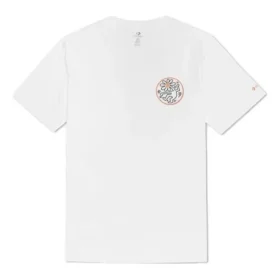 Camiseta de cuello redondo holgada para hombre Converse x Keith Haring con estampado de letras y logotipo bordado, color blanco