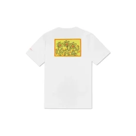 Camiseta de cuello redondo holgada para hombre Converse x Keith Haring con estampado de letras y logotipo bordado, color blanco