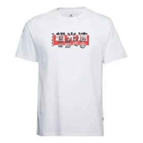 Camiseta de manga corta con cuello redondo y estampado Converse para hombre, color blanco