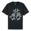 Camiseta de manga corta con cuello redondo y estampado de dibujos animados Converse x Keith Haring para hombre, color negro
