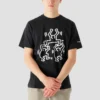 Camiseta de manga corta con cuello redondo y estampado de dibujos animados Converse x Keith Haring para hombre, color negro