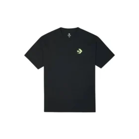 Camiseta de manga corta con cuello redondo y estampado del logotipo de Converse para hombre, color negro Camiseta de manga corta con cuello redondo y estampado del logotipo de Converse para hombre, color negro