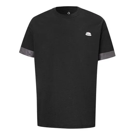 Camiseta de manga corta Converse City para hombre con puños en colores contrastantes, cuello redondo, negro