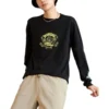 Camiseta de manga larga con estampado de cactus, tallas asiáticas «Negro»