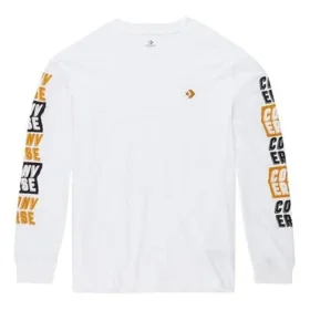 Camiseta de manga larga con logotipo bordado para hombre, color blanco Camiseta de manga larga con logotipo bordado para hombre, color blanco