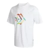 Camiseta deportiva de cuello redondo y manga corta con estampado de estrellas y chevrones, tallas asiáticas «Blanco»
