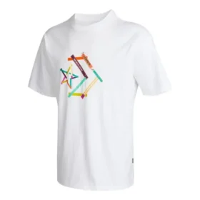 Camiseta deportiva de cuello redondo y manga corta con estampado de estrellas y chevrones, tallas asiáticas «Blanco»