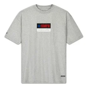 Camiseta deportiva de cuello redondo y manga corta para hombre Converse x Thisisneverthat con estampado del logotipo, color gris claro Camiseta deportiva de cuello redondo y manga corta para hombre Converse x Thisisneverthat con estampado del logotipo, color gris claro