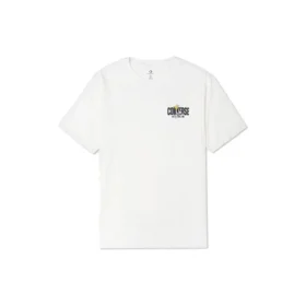 Camiseta deportiva de manga corta con estampado de letras de dibujos animados, color blanco