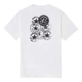 Camiseta deportiva de punto con cuello redondo y manga corta Converse Chuck Printing para hombre, color blanco