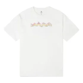 Camiseta deportiva de punto holgada de manga corta con estampado Converse para hombre, color blanco