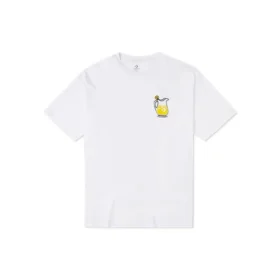 Camiseta deportiva holgada de manga corta con estampado de dibujos animados Converse para hombre, color blanco