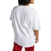 Camiseta oversize con logotipo en llamas Tallas asiáticas «Blanco Rojo»
