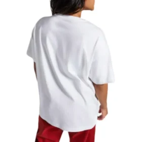 Camiseta oversize con logotipo en llamas Tallas asiáticas «Blanco Rojo»