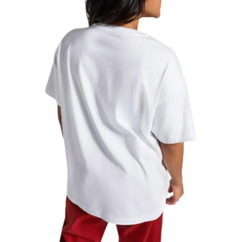 Camiseta oversize con logotipo en llamas Tallas asiáticas «Blanco Rojo»
