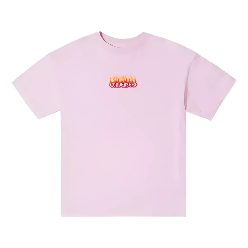 Camiseta oversize con logotipo en llamas Tallas asiáticas «Rosa»