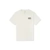 Camiseta retro casual de manga corta con estampado de letras en amarillo crema