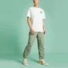 Camiseta retro casual de manga corta con estampado de letras en amarillo crema