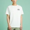 Camiseta retro casual de manga corta con estampado de letras en amarillo crema